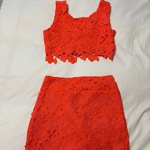 Two Piece Coral Skirt & Cropped Tank - image 1